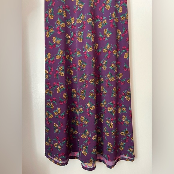 LuLaRoe Plum Purple & Floral Jersey A-Line Maxi Skirt Size XL (Altered from 3XL) - Picture 3 of 10